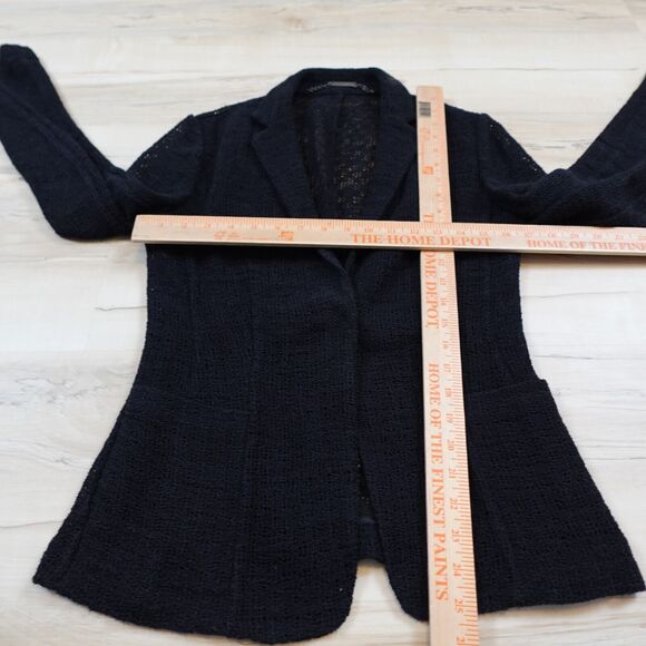 Elie Tahari Women 6 Jacket Open Knit Snap Closure Black - Picture 5 of 11